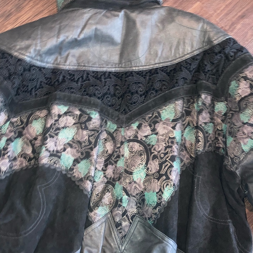 Wilson’s Women's  vintage Black and Green leather Jacket size L - Picture 7 of 8